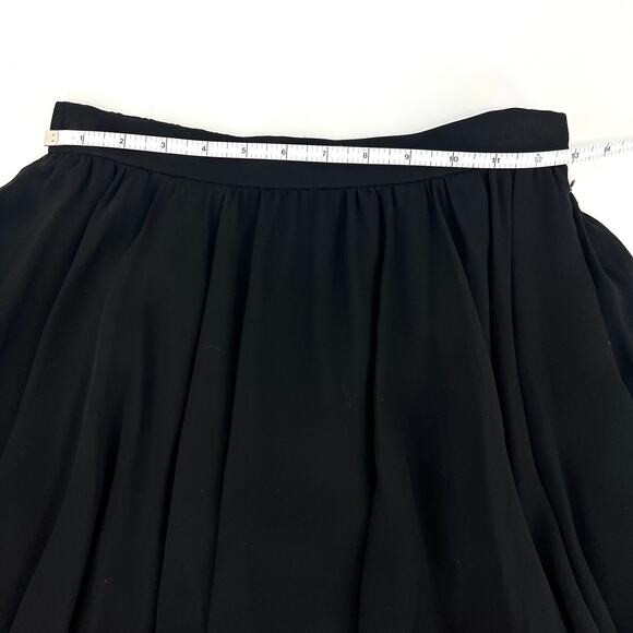 Vintage Black Ruffle Hem Silk Lined Skirt Chiffon Side Zip Size Small - Picture 5 of 6